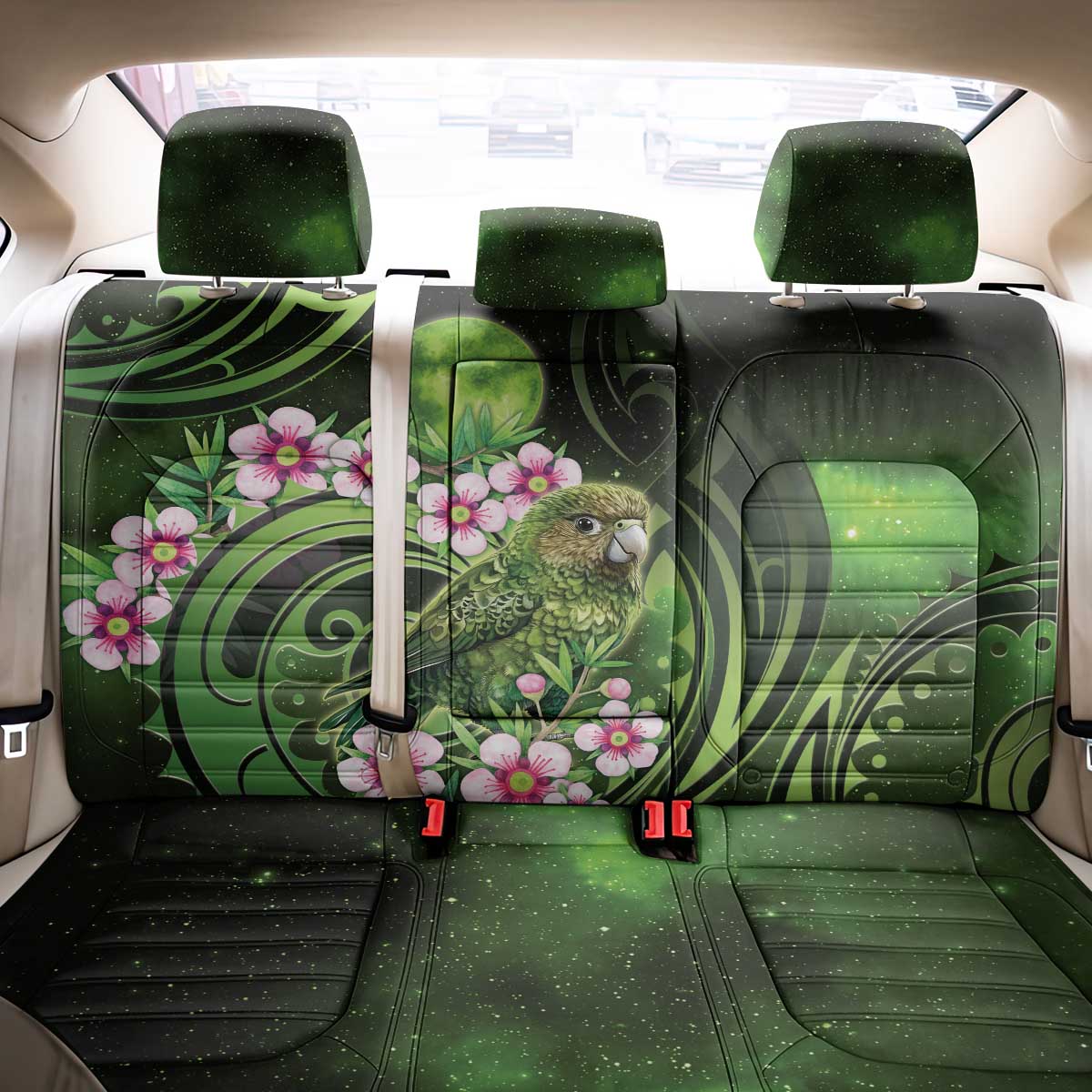 New Zealand Aotearoa Kakapo Back Car Seat Cover Maori Pattern With Manuka Galaxy Style - Aussie Hoodie