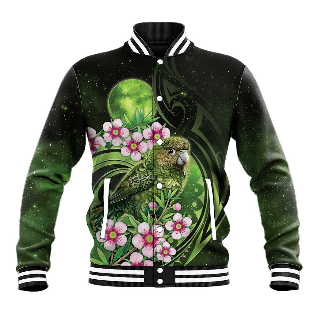 New Zealand Aotearoa Kakapo Baseball Jacket Maori Pattern With Manuka Galaxy Style - Aussie Hoodie