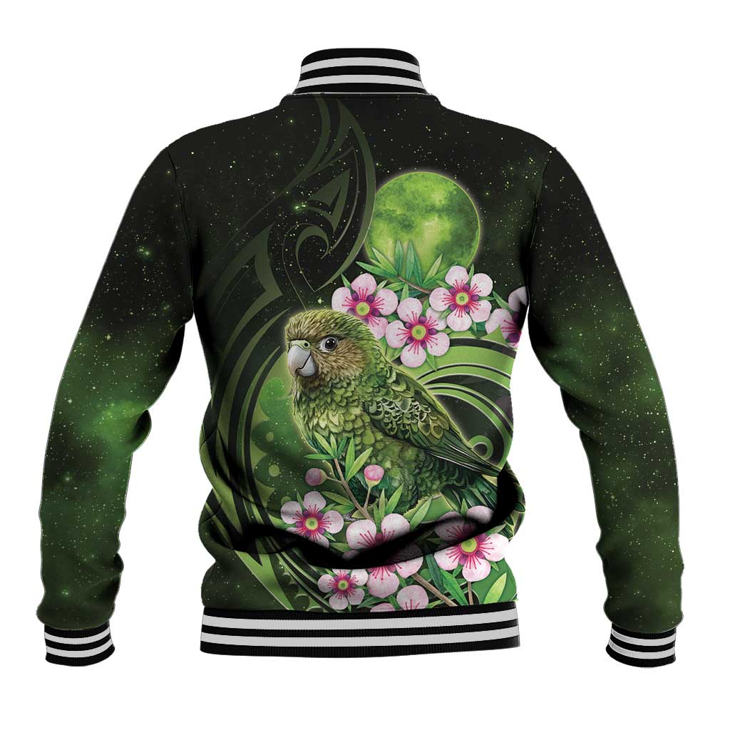 New Zealand Aotearoa Kakapo Baseball Jacket Maori Pattern With Manuka Galaxy Style - Aussie Hoodie