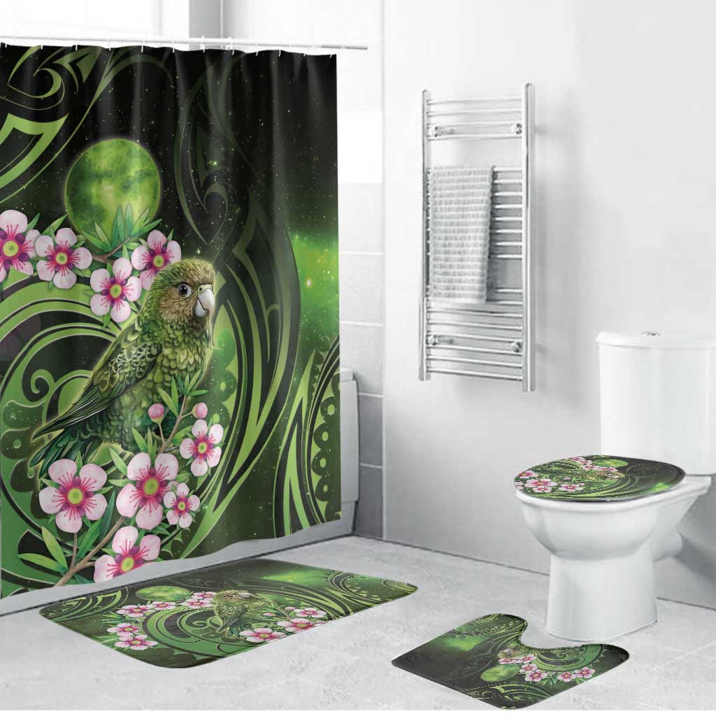 New Zealand Aotearoa Kakapo Bathroom Set Maori Pattern With Manuka Galaxy Style - Aussie Hoodie