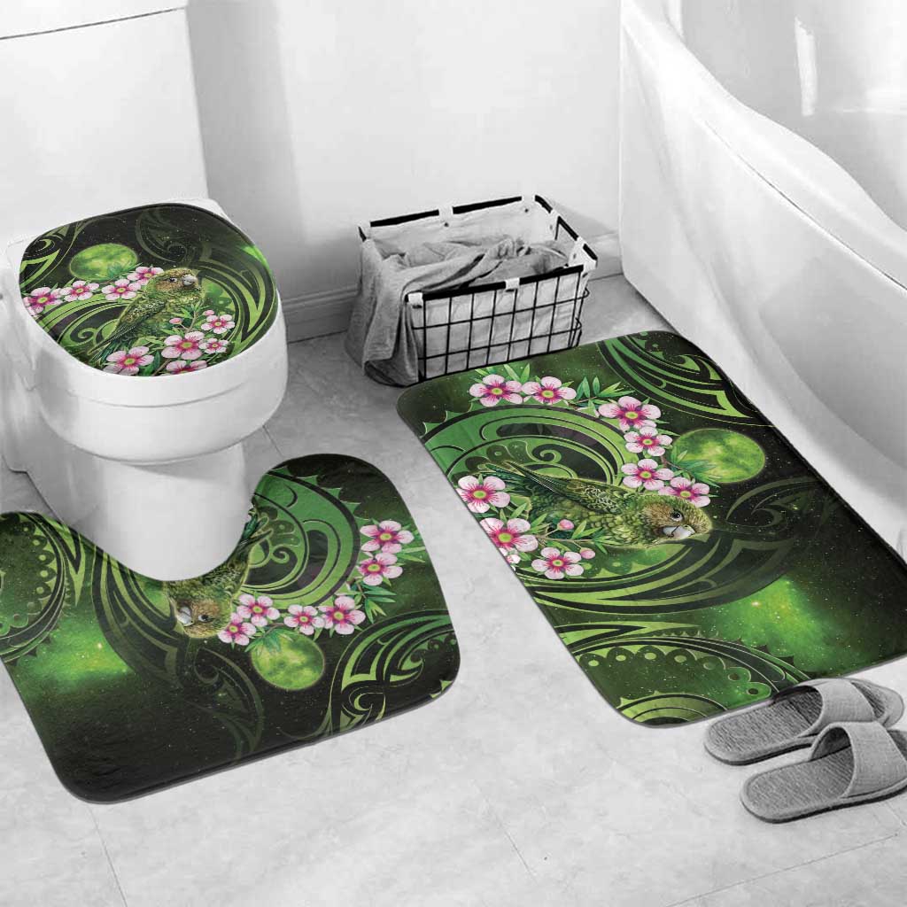 New Zealand Aotearoa Kakapo Bathroom Set Maori Pattern With Manuka Galaxy Style - Aussie Hoodie