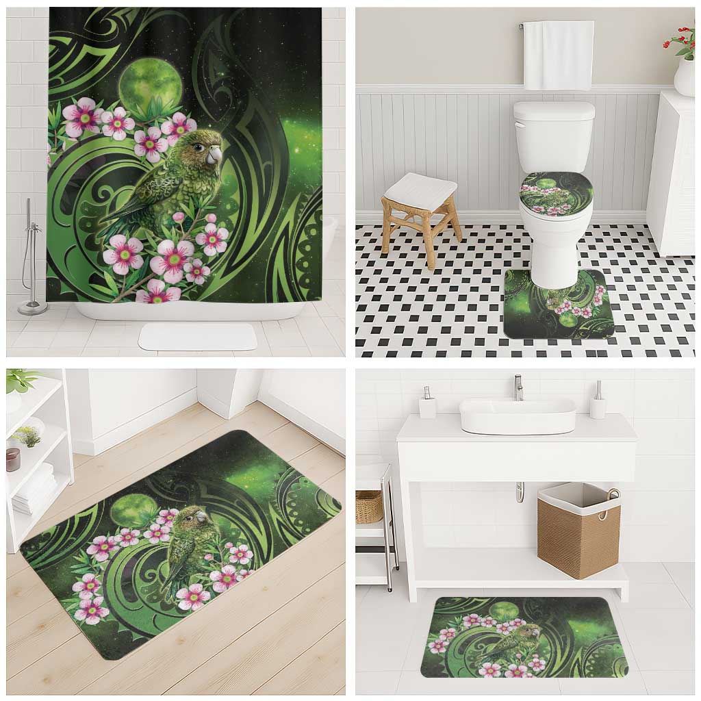 New Zealand Aotearoa Kakapo Bathroom Set Maori Pattern With Manuka Galaxy Style - Aussie Hoodie