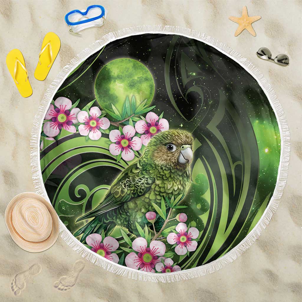 New Zealand Aotearoa Kakapo Beach Blanket Maori Pattern With Manuka Galaxy Style - Aussie Hoodie