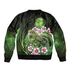 New Zealand Aotearoa Kakapo Bomber Jacket Maori Pattern With Manuka Galaxy Style - Aussie Hoodie