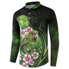 New Zealand Aotearoa Kakapo Button Sweatshirt Maori Pattern With Manuka Galaxy Style - Aussie Hoodie
