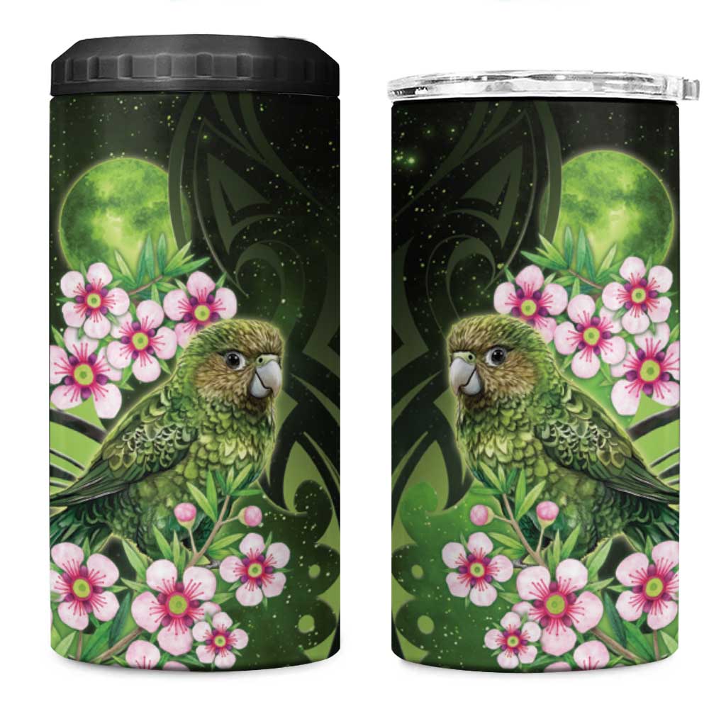 New Zealand Aotearoa Kakapo 4 in 1 Can Cooler Tumbler Maori Pattern With Manuka Galaxy Style - Aussie Hoodie