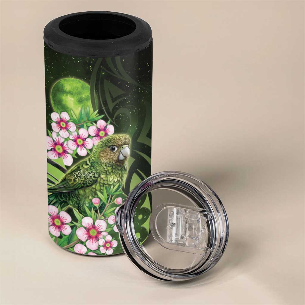 New Zealand Aotearoa Kakapo 4 in 1 Can Cooler Tumbler Maori Pattern With Manuka Galaxy Style - Aussie Hoodie
