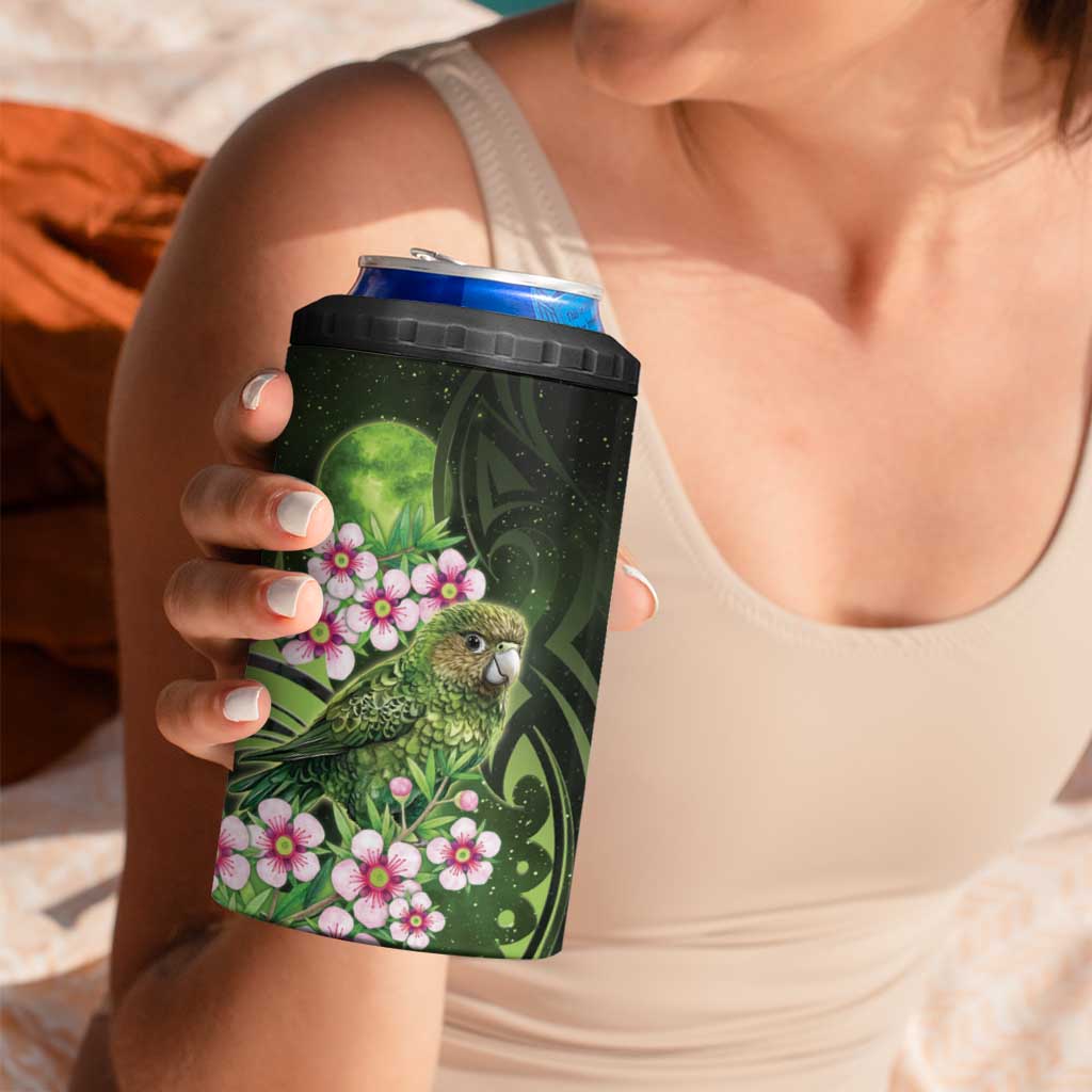 New Zealand Aotearoa Kakapo 4 in 1 Can Cooler Tumbler Maori Pattern With Manuka Galaxy Style - Aussie Hoodie