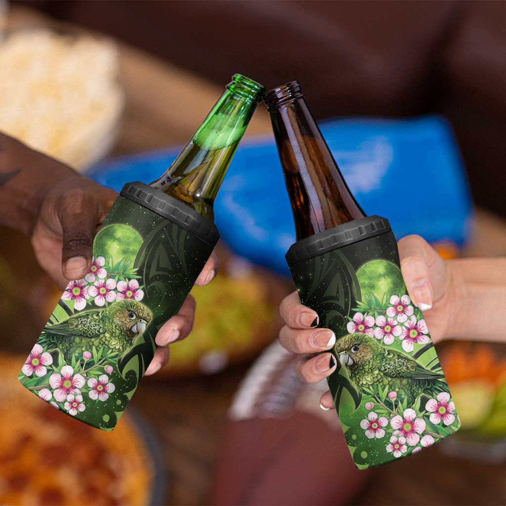 New Zealand Aotearoa Kakapo 4 in 1 Can Cooler Tumbler Maori Pattern With Manuka Galaxy Style - Aussie Hoodie