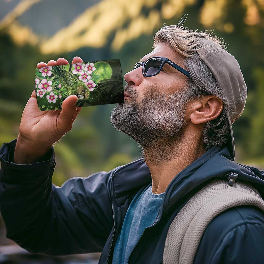 New Zealand Aotearoa Kakapo 4 in 1 Can Cooler Tumbler Maori Pattern With Manuka Galaxy Style - Aussie Hoodie