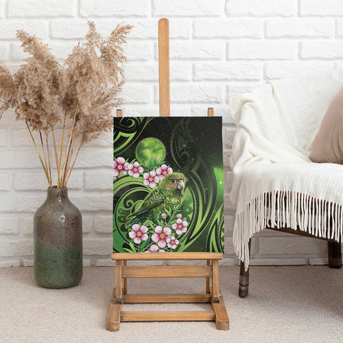 New Zealand Aotearoa Kakapo Canvas Wall Art Maori Pattern With Manuka Galaxy Style - Aussie Hoodie