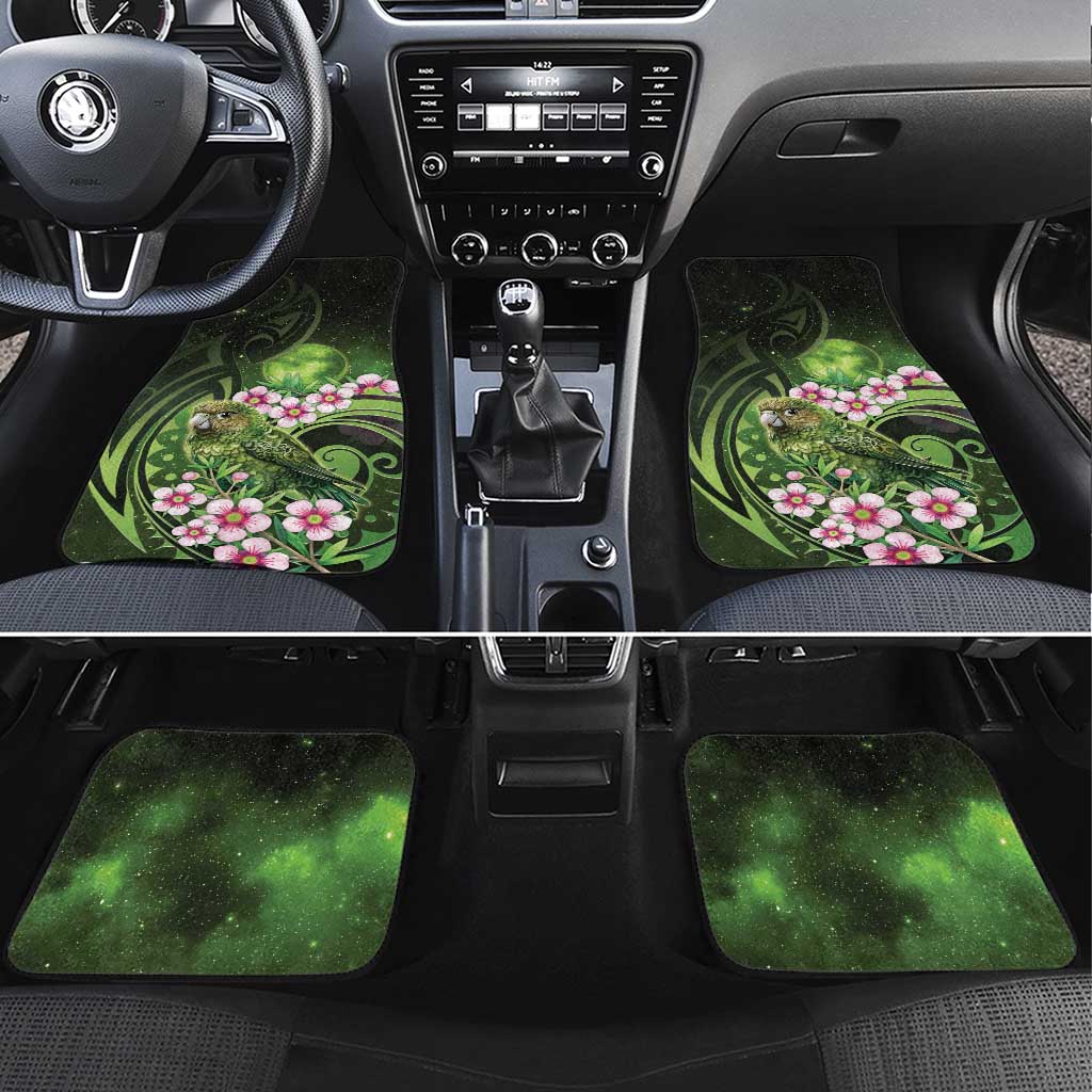 New Zealand Aotearoa Kakapo Car Mats Maori Pattern With Manuka Galaxy Style - Aussie Hoodie