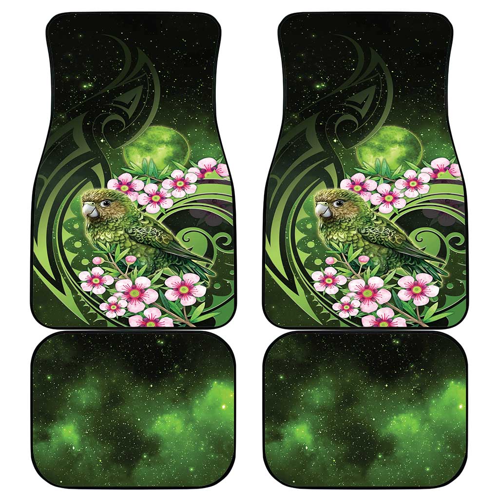 New Zealand Aotearoa Kakapo Car Mats Maori Pattern With Manuka Galaxy Style - Aussie Hoodie