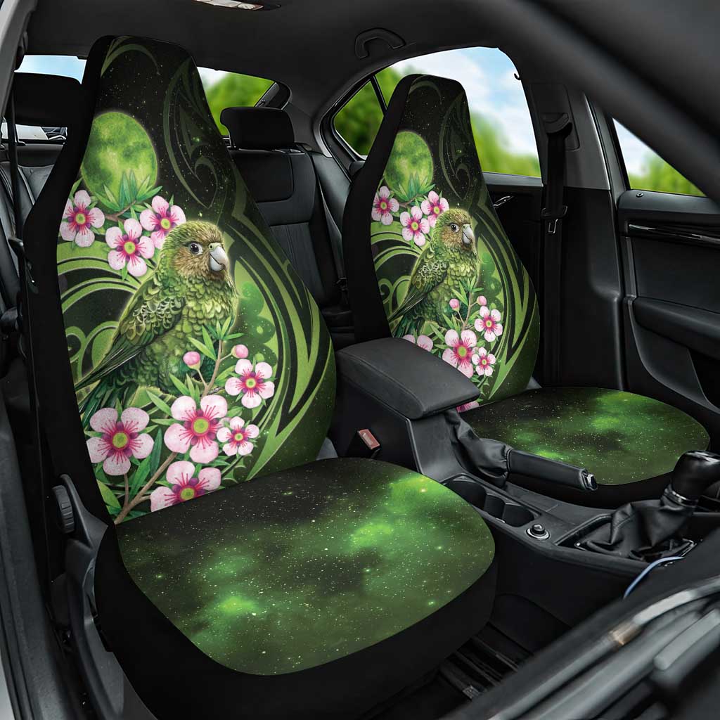 New Zealand Aotearoa Kakapo Car Seat Cover Maori Pattern With Manuka Galaxy Style - Aussie Hoodie