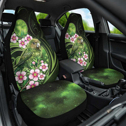New Zealand Aotearoa Kakapo Car Seat Cover Maori Pattern With Manuka Galaxy Style - Aussie Hoodie