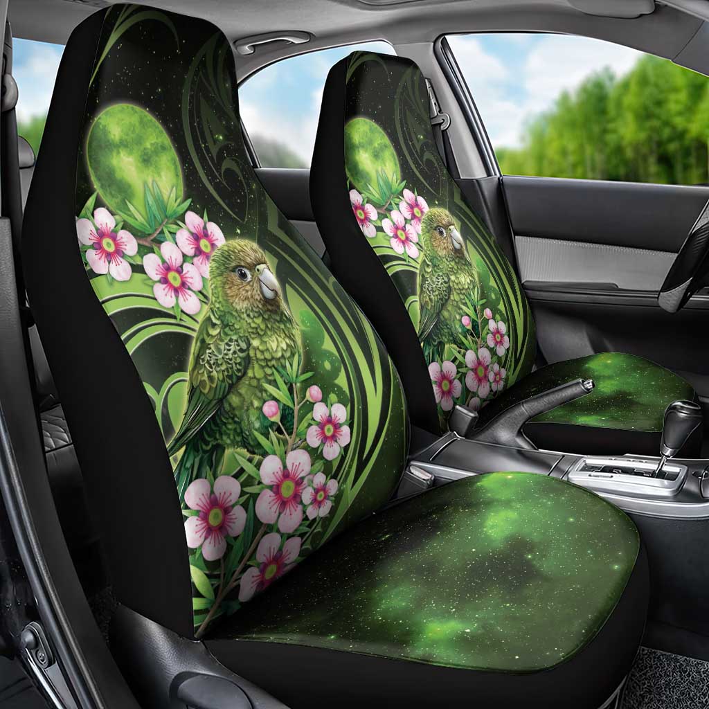 New Zealand Aotearoa Kakapo Car Seat Cover Maori Pattern With Manuka Galaxy Style - Aussie Hoodie