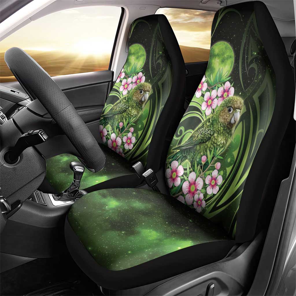 New Zealand Aotearoa Kakapo Car Seat Cover Maori Pattern With Manuka Galaxy Style - Aussie Hoodie