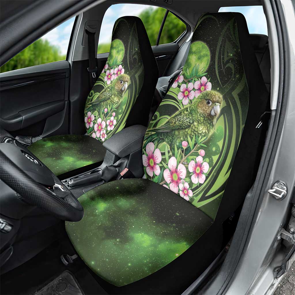 New Zealand Aotearoa Kakapo Car Seat Cover Maori Pattern With Manuka Galaxy Style - Aussie Hoodie