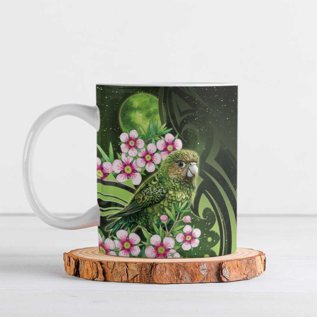 New Zealand Aotearoa Kakapo Ceramic Mug Maori Pattern With Manuka Galaxy Style - Aussie Hoodie