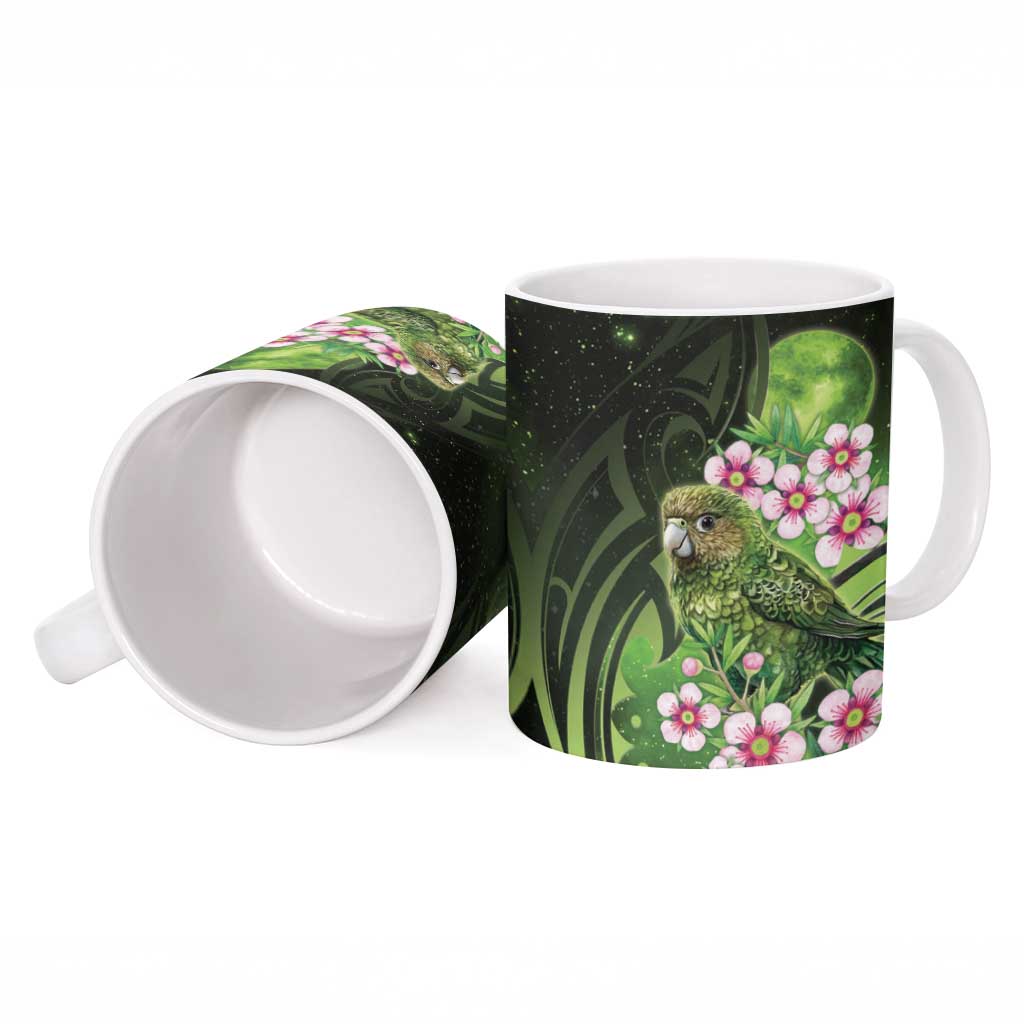 New Zealand Aotearoa Kakapo Ceramic Mug Maori Pattern With Manuka Galaxy Style - Aussie Hoodie