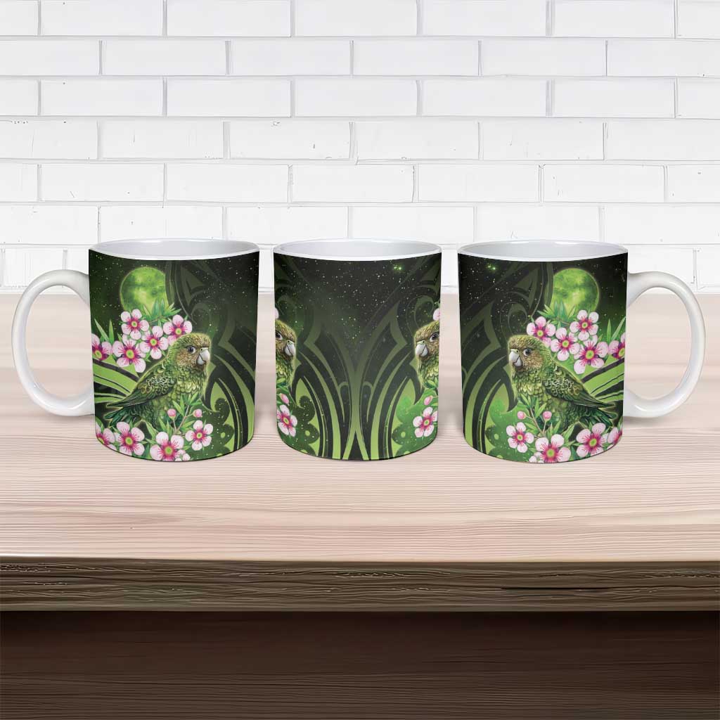 New Zealand Aotearoa Kakapo Ceramic Mug Maori Pattern With Manuka Galaxy Style - Aussie Hoodie