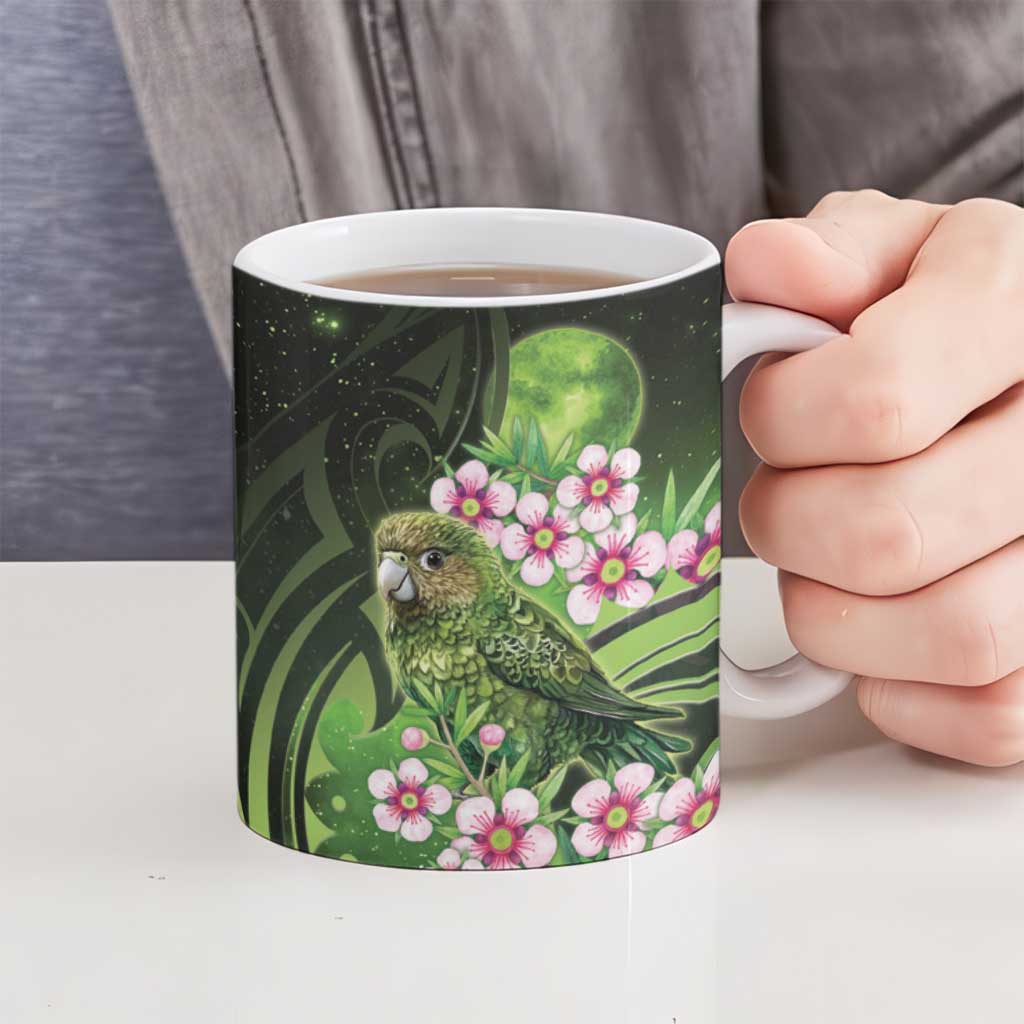 New Zealand Aotearoa Kakapo Ceramic Mug Maori Pattern With Manuka Galaxy Style - Aussie Hoodie
