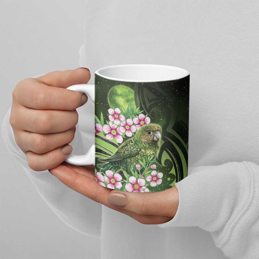 New Zealand Aotearoa Kakapo Ceramic Mug Maori Pattern With Manuka Galaxy Style - Aussie Hoodie