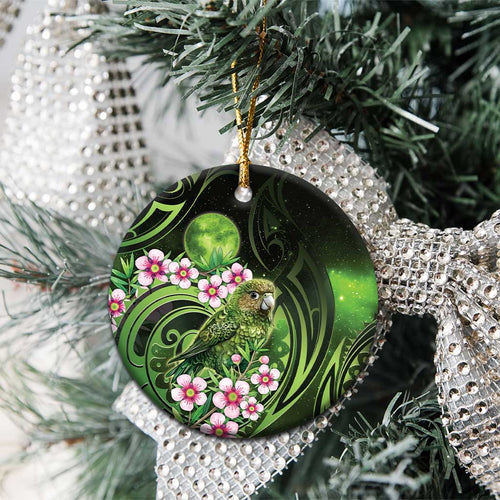 New Zealand Aotearoa Kakapo Ceramic Ornament Maori Pattern With Manuka Galaxy Style - Aussie Hoodie