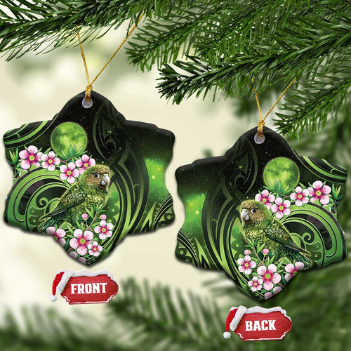 New Zealand Aotearoa Kakapo Ceramic Ornament Maori Pattern With Manuka Galaxy Style - Aussie Hoodie