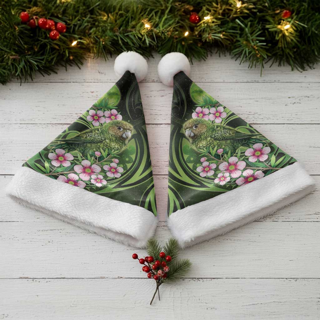 New Zealand Aotearoa Kakapo Christmas Santa Hat Maori Pattern With Manuka Galaxy Style - Aussie Hoodie