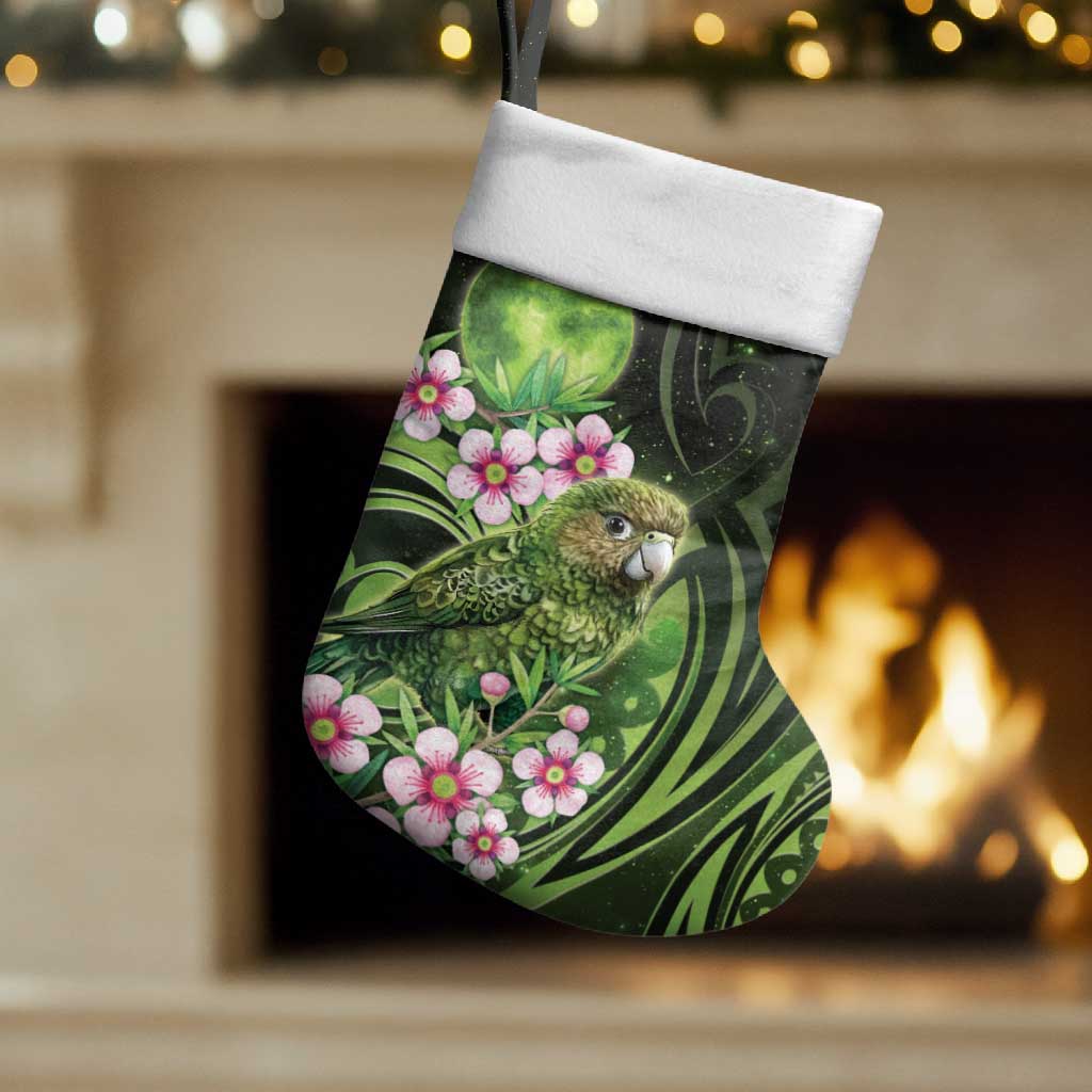 New Zealand Aotearoa Kakapo Christmas Stocking Maori Pattern With Manuka Galaxy Style - Aussie Hoodie