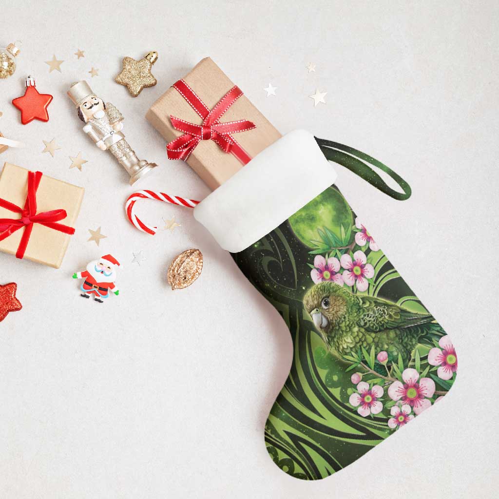 New Zealand Aotearoa Kakapo Christmas Stocking Maori Pattern With Manuka Galaxy Style - Aussie Hoodie