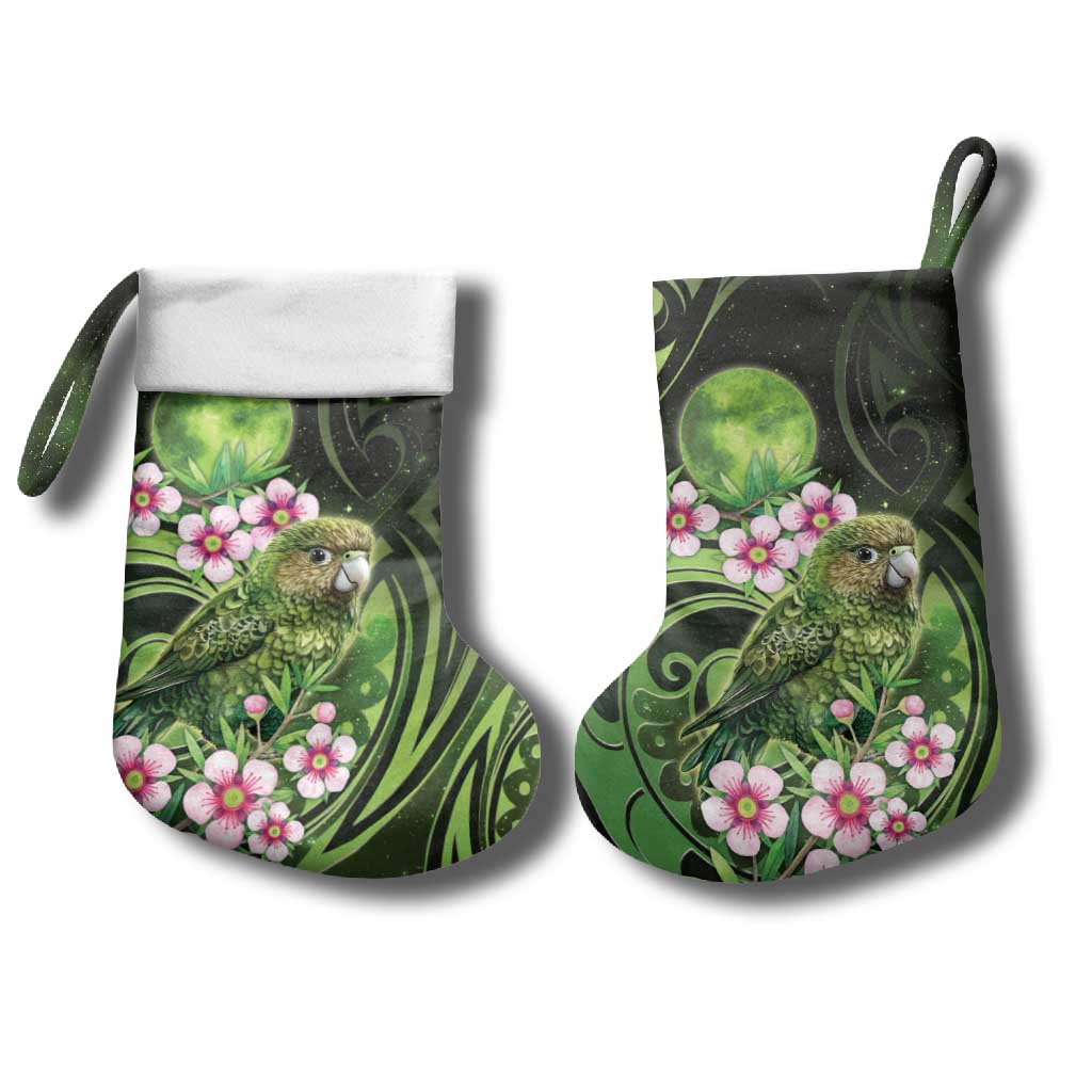 New Zealand Aotearoa Kakapo Christmas Stocking Maori Pattern With Manuka Galaxy Style - Aussie Hoodie
