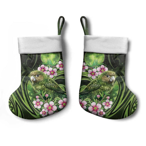New Zealand Aotearoa Kakapo Christmas Stocking Maori Pattern With Manuka Galaxy Style - Aussie Hoodie
