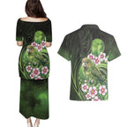 New Zealand Aotearoa Kakapo Couples Matching Puletasi and Hawaiian Shirt Maori Pattern With Manuka Galaxy Style - Aussie Hoodie