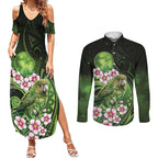 New Zealand Aotearoa Kakapo Couples Matching Summer Maxi Dress and Long Sleeve Button Shirt Maori Pattern With Manuka Galaxy Style - Aussie Hoodie