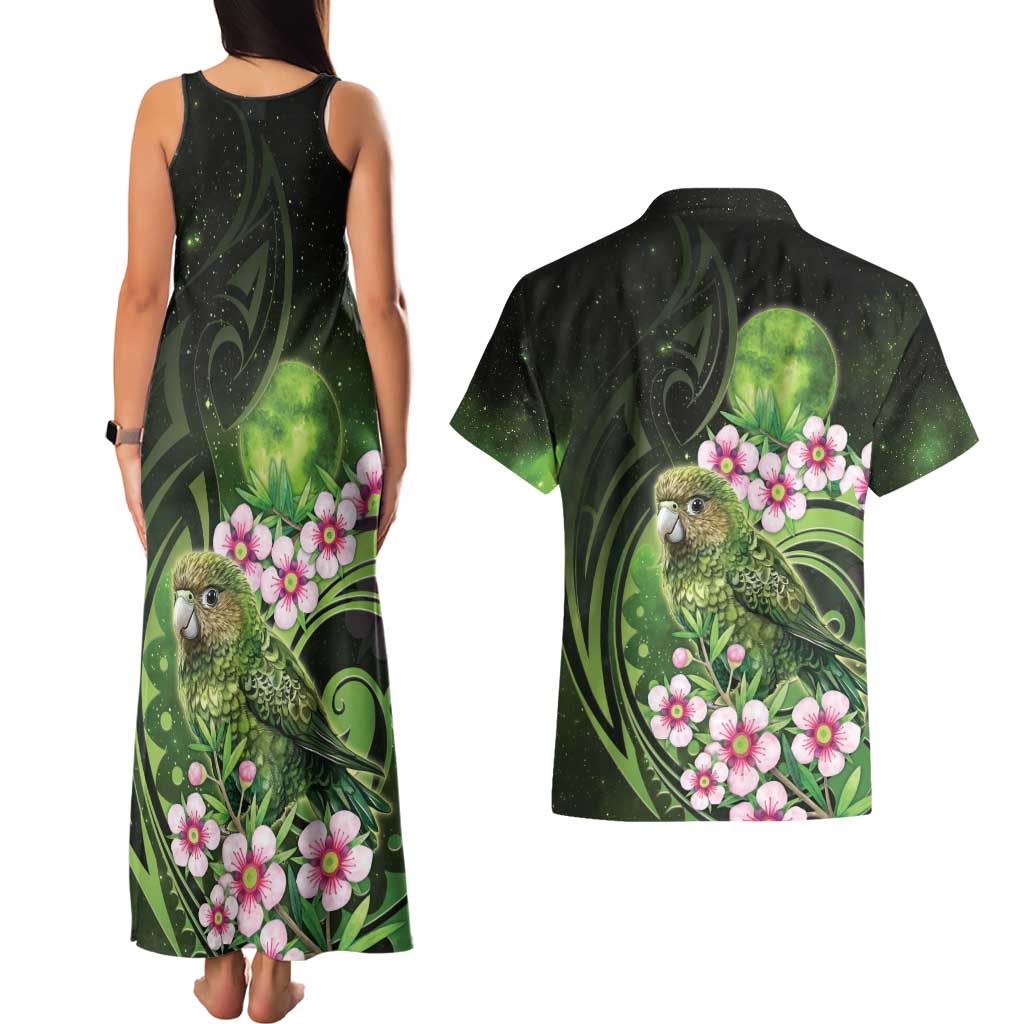 New Zealand Aotearoa Kakapo Couples Matching Tank Maxi Dress and Hawaiian Shirt Maori Pattern With Manuka Galaxy Style - Aussie Hoodie