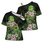 New Zealand Aotearoa Kakapo Cross Shoulder Shirt Maori Pattern With Manuka Galaxy Style - Aussie Hoodie