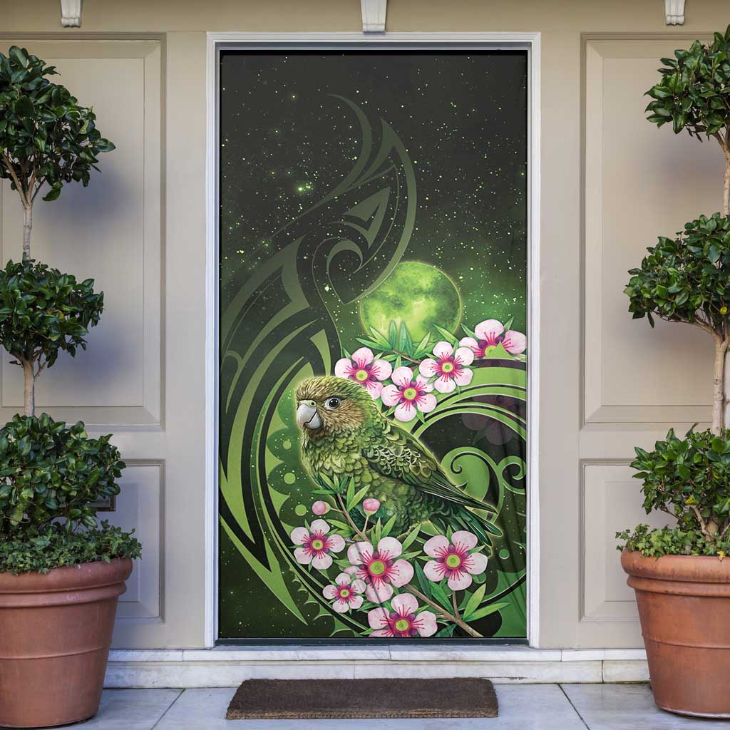 New Zealand Aotearoa Kakapo Door Cover Maori Pattern With Manuka Galaxy Style - Aussie Hoodie