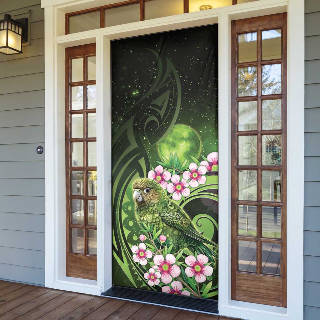 New Zealand Aotearoa Kakapo Door Cover Maori Pattern With Manuka Galaxy Style - Aussie Hoodie