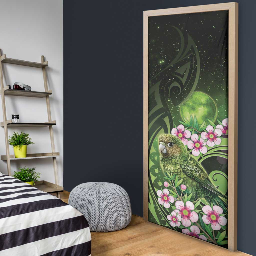 New Zealand Aotearoa Kakapo Door Cover Maori Pattern With Manuka Galaxy Style - Aussie Hoodie