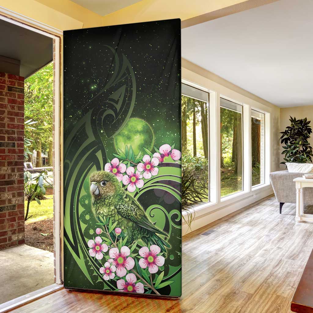 New Zealand Aotearoa Kakapo Door Cover Maori Pattern With Manuka Galaxy Style - Aussie Hoodie