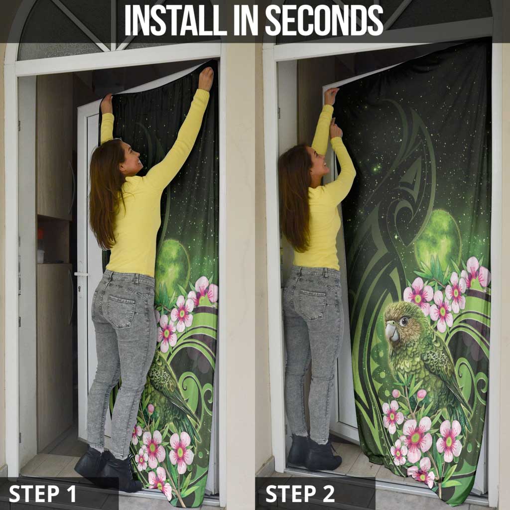 New Zealand Aotearoa Kakapo Door Cover Maori Pattern With Manuka Galaxy Style - Aussie Hoodie