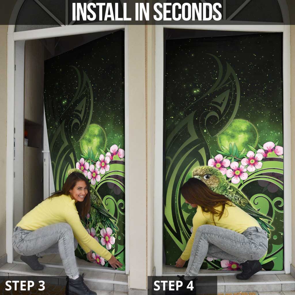 New Zealand Aotearoa Kakapo Door Cover Maori Pattern With Manuka Galaxy Style - Aussie Hoodie