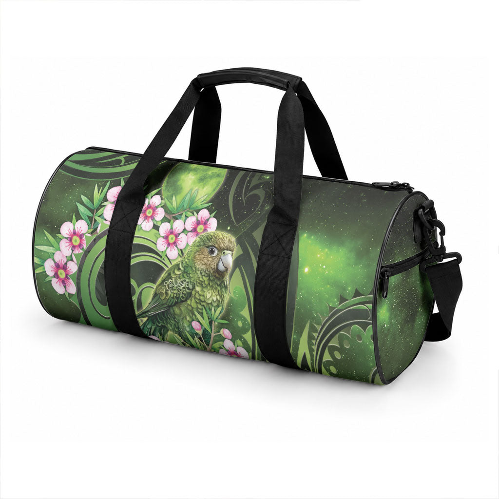 New Zealand Aotearoa Kakapo Duffle Bag Maori Pattern With Manuka Galaxy Style