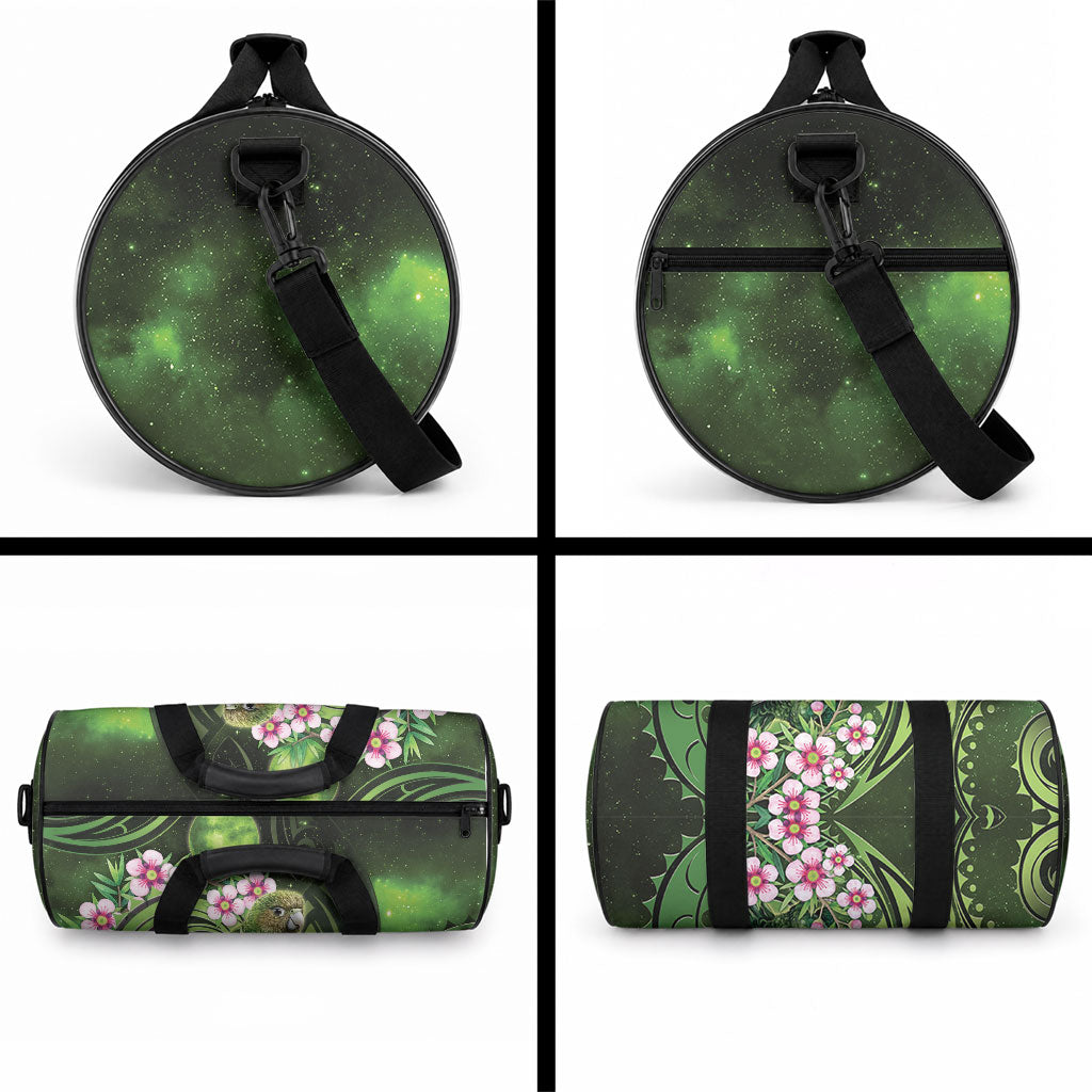 New Zealand Aotearoa Kakapo Duffle Bag Maori Pattern With Manuka Galaxy Style