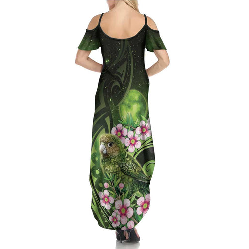 New Zealand Aotearoa Kakapo Family Matching Summer Maxi Dress and Hawaiian Shirt Maori Pattern With Manuka Galaxy Style - Aussie Hoodie