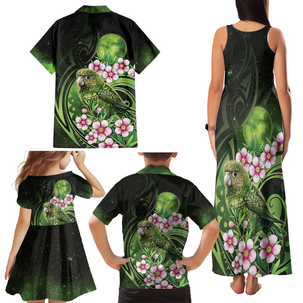 New Zealand Aotearoa Kakapo Family Matching Tank Maxi Dress and Hawaiian Shirt Maori Pattern With Manuka Galaxy Style - Aussie Hoodie