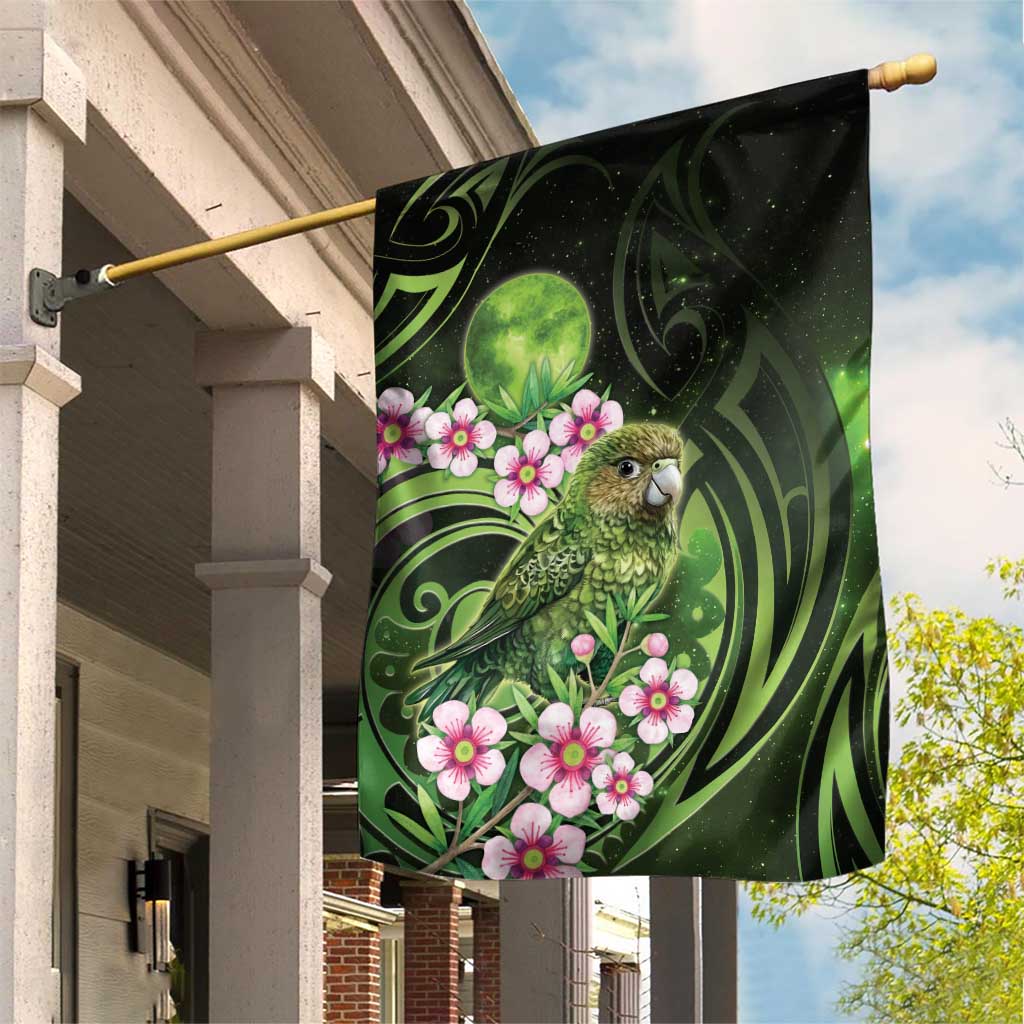 New Zealand Aotearoa Kakapo Garden Flag Maori Pattern With Manuka Galaxy Style - Aussie Hoodie
