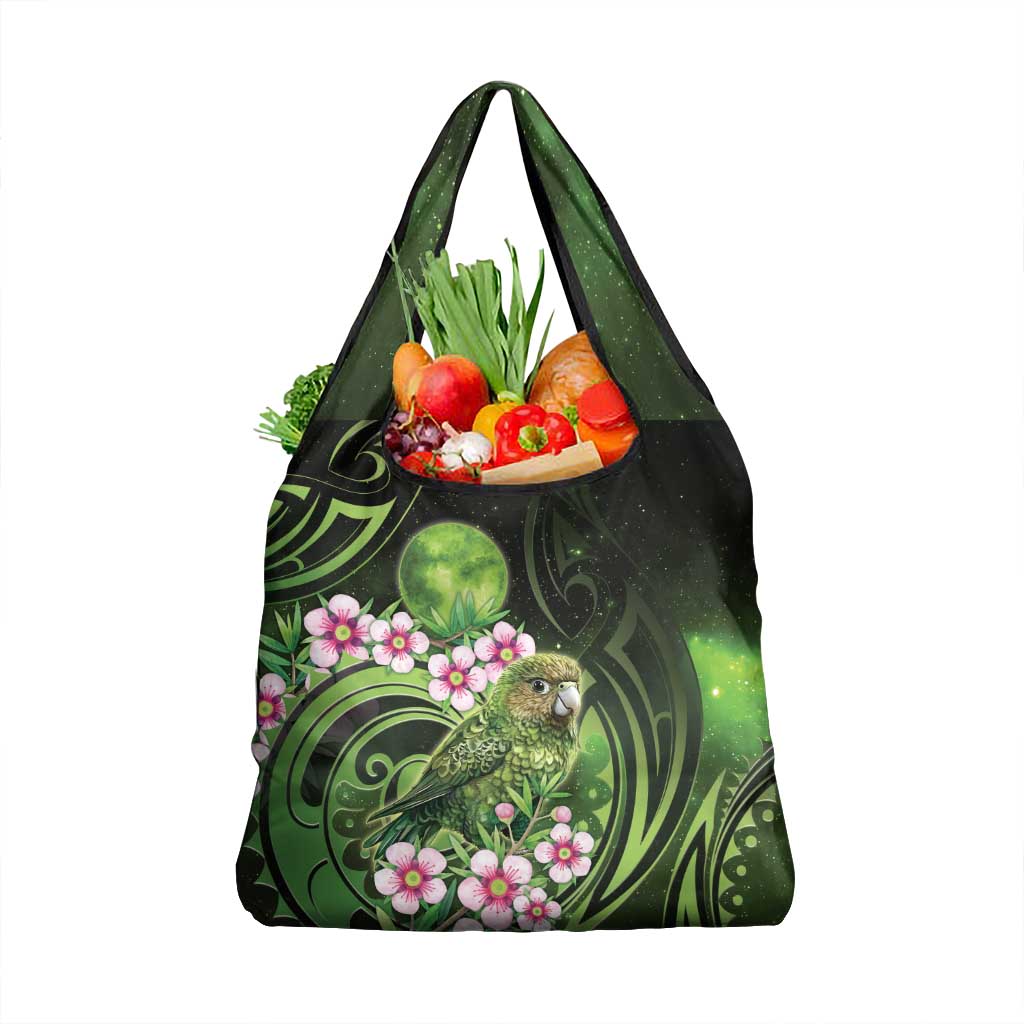 New Zealand Aotearoa Kakapo Grocery Bag Maori Pattern With Manuka Galaxy Style - Aussie Hoodie